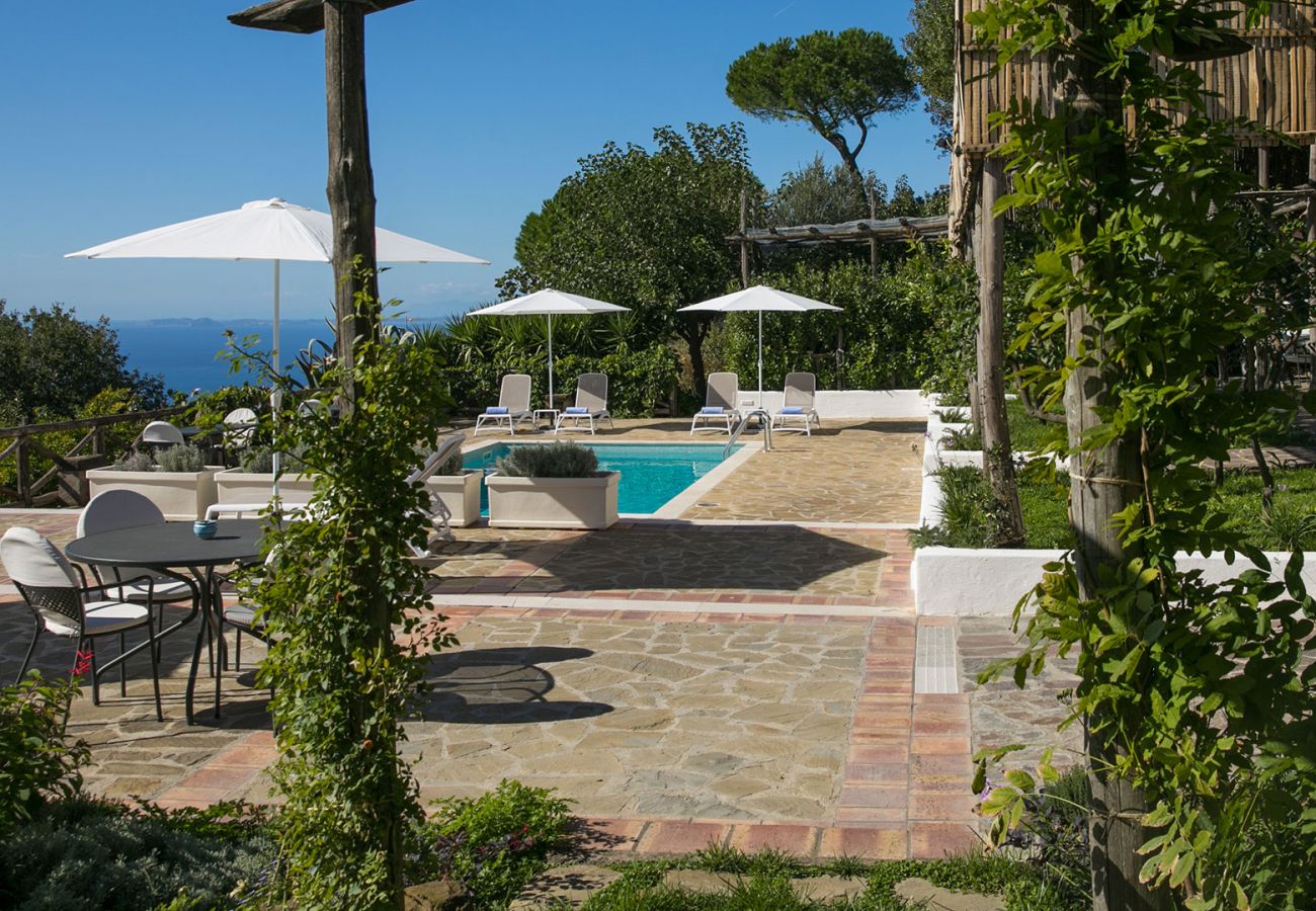 Villa a Sant´Agata sui Due Golfi - AMORE RENTALS - Villa Amiela con Piscina Privata, Vista Mare, Giardino,Terrazzi e Parcheggio