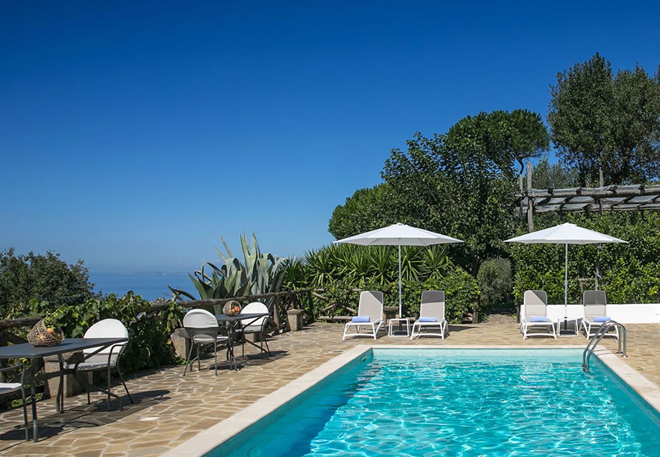 Villa a Sant´Agata sui Due Golfi - AMORE RENTALS - Villa Amiela con Piscina Privata, Vista Mare, Giardino,Terrazzi e Parcheggio