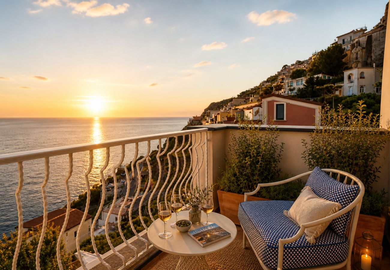 Villa a Praiano - AMORE RENTALS - Villa Mare Blu con Piscina Interna Riscaldata, Vista Mare e Colazione