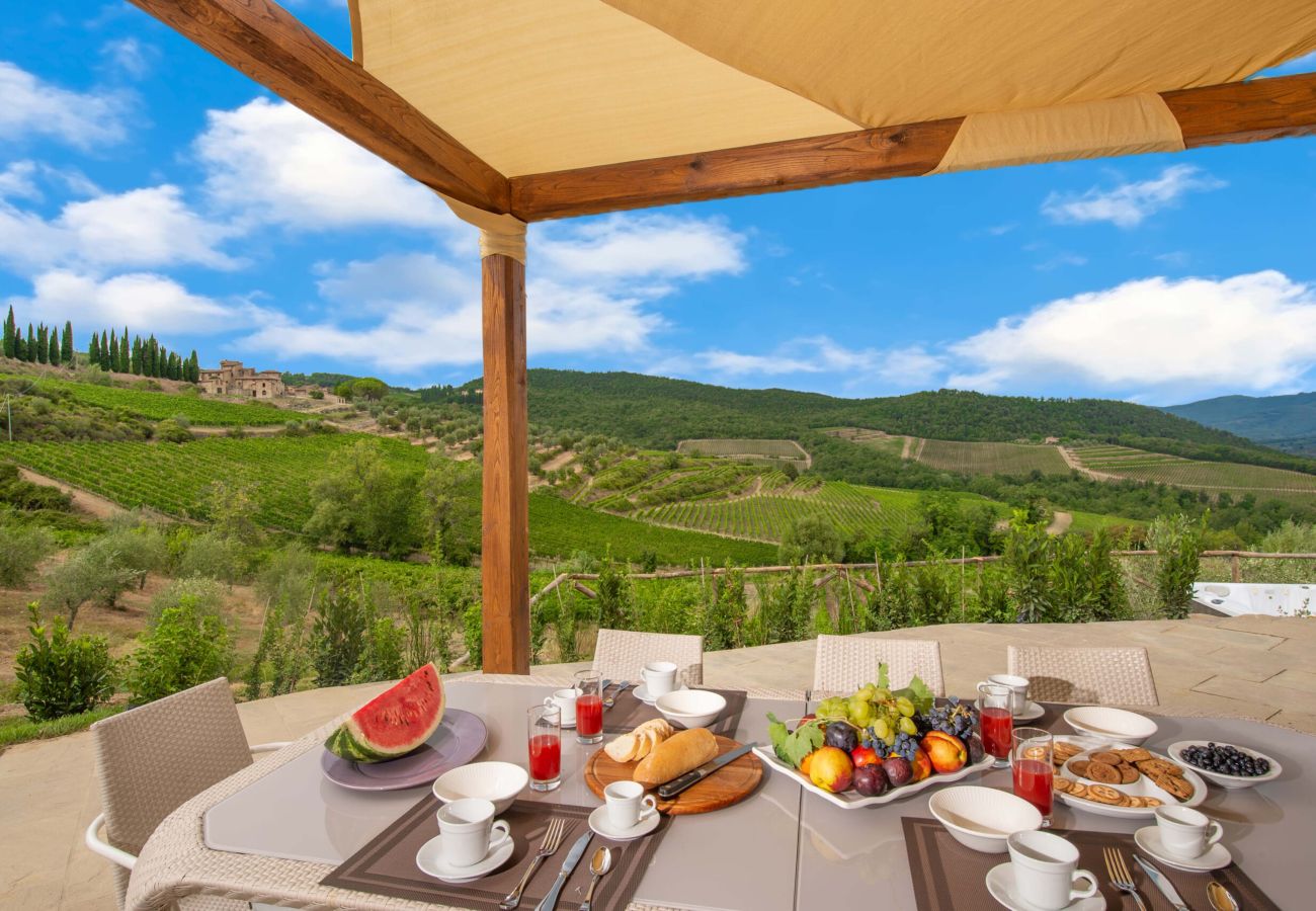 Villa in Panzano - AMORE RENTALS - Villa Bacci with Indoor Heated Pool, Garden, Terraces and Parking