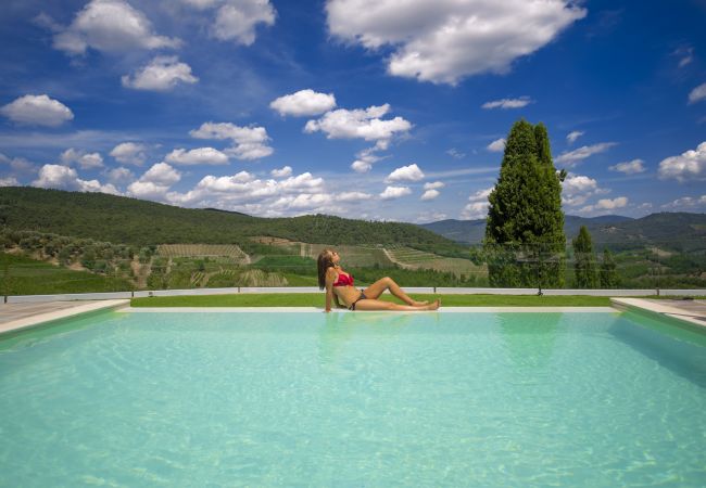  in Panzano - Ville La Marcellina with Private Pools, Garden, Terraces, Ideal for Weddings